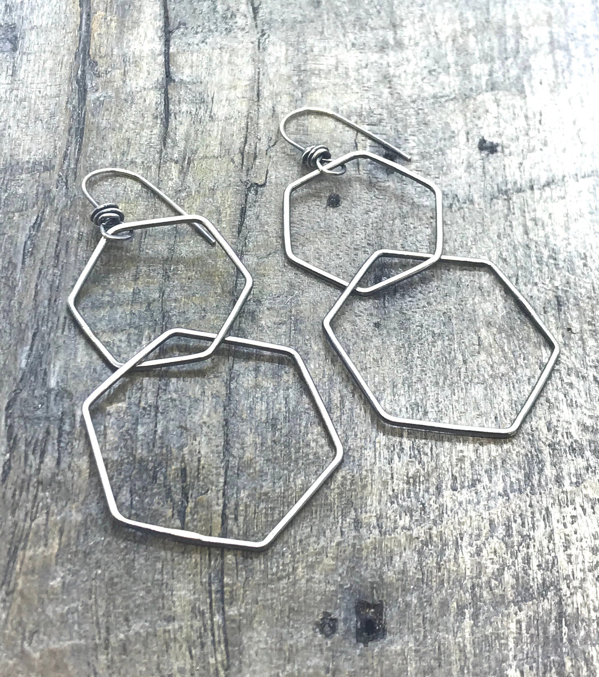 Sterling Silver Double Polygon Earrings - Handmade - CB&CO