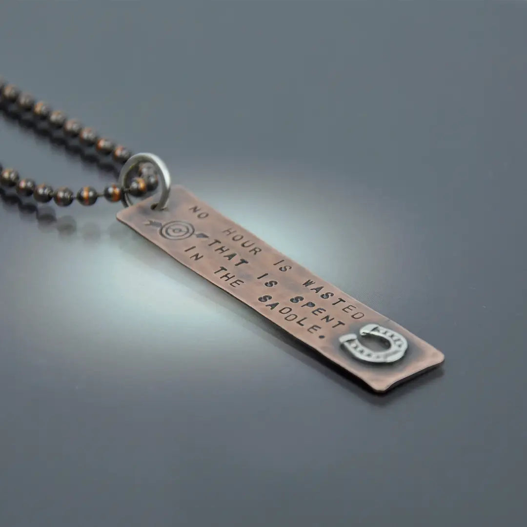"NO HOUR IS WASTED" Necklace - Handmade