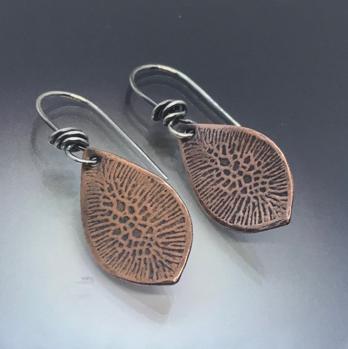 Textured Copper Tear Drop Earrings - Handmade - CB&CO