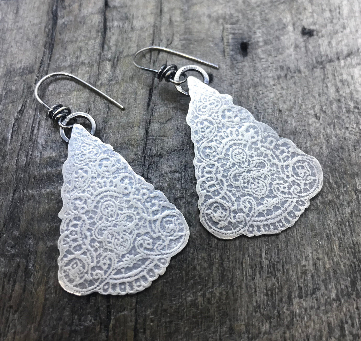 Scrolling Patterned Sterling Silver Earrings - Handmade - CB&CO