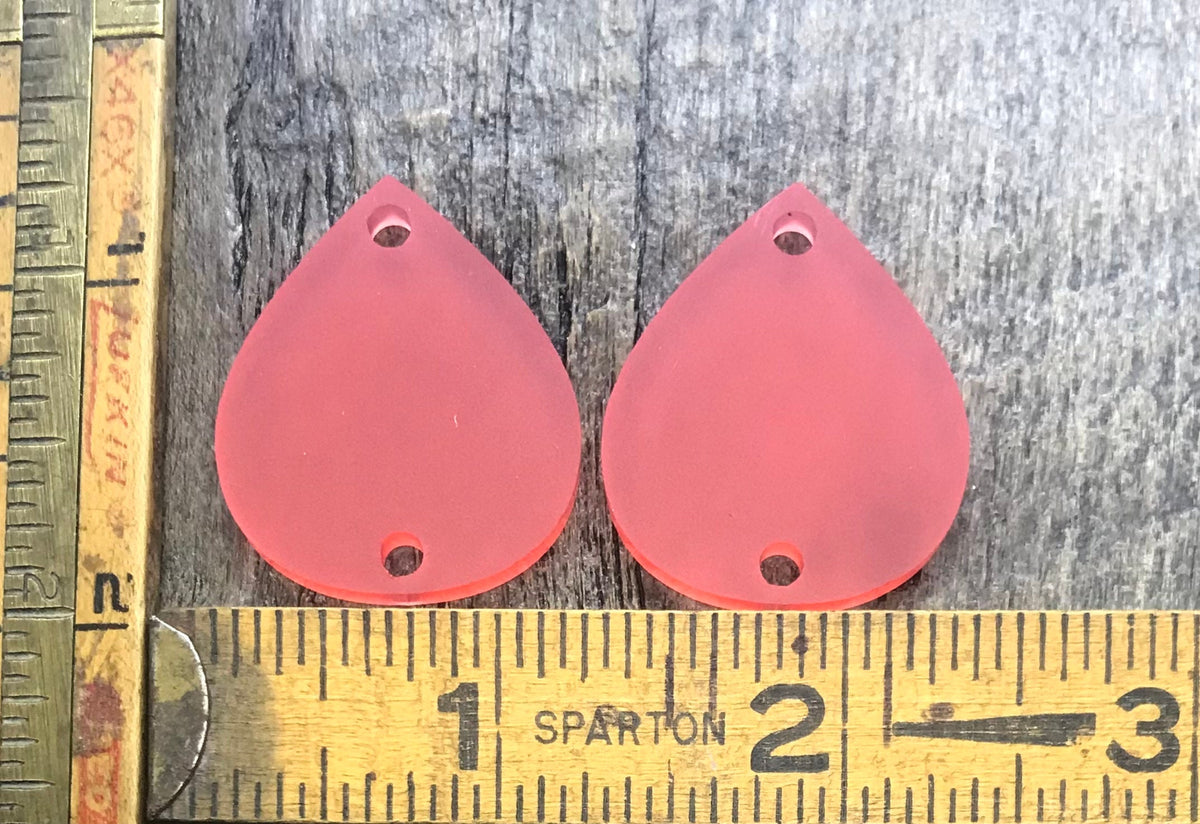 Large Coral Frosted Acrylic Earring Components - Jewelry making Blanks