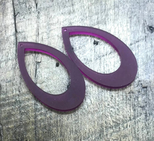 Frosted Purple Acrylic Earring Component Pair - Blanks - CB&CO