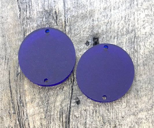 Frosted Midnight Blue Acrylic Pair - Jewelry Making Supplies or Blanks - Components