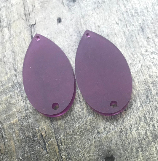Frosted Purple Acrylic Earring Component Pair - Blanks - CB&CO