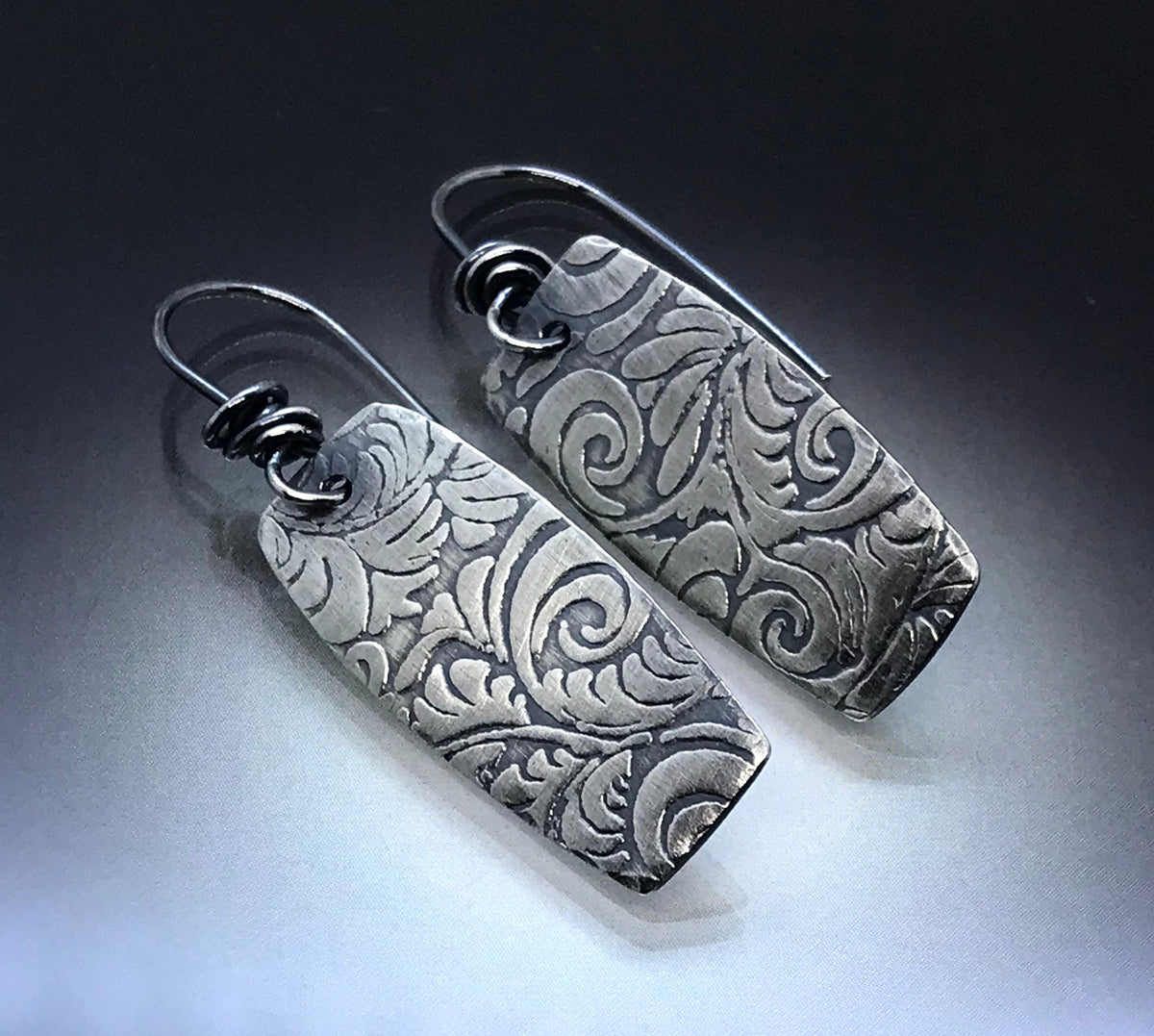 Scroll Pattern Sterling Silver Earrings - Handmade - CB&CO
