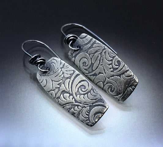 Scroll Pattern Sterling Silver Earrings - Handmade - CB&CO