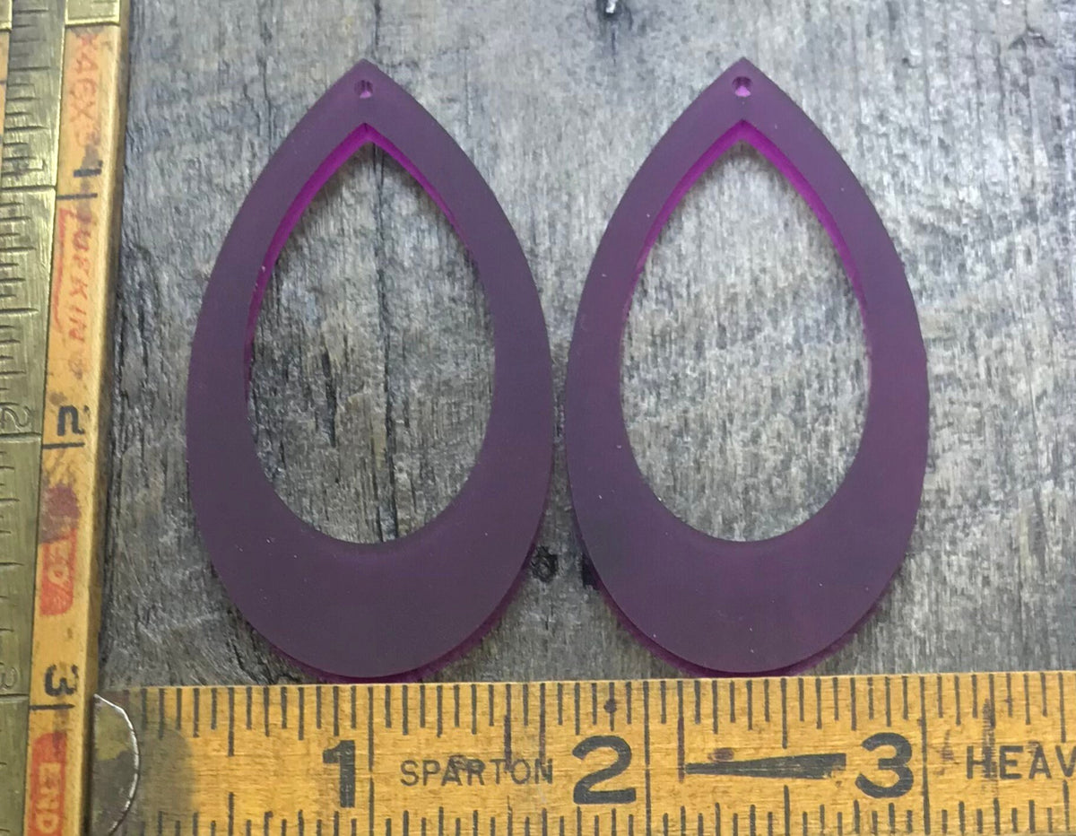 Frosted Purple Acrylic Earring Component Pair - Blanks - CB&CO