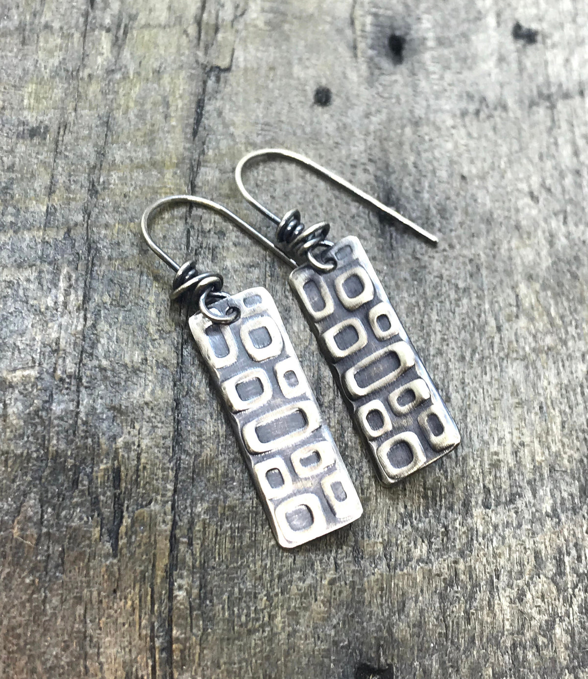 Sterling Silver Patterned Earrings - Mid-Century Modern Pattern - Handmade - CB&CO