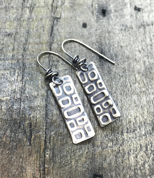 Sterling Silver Patterned Earrings - Mid-Century Modern Pattern - Handmade - CB&CO