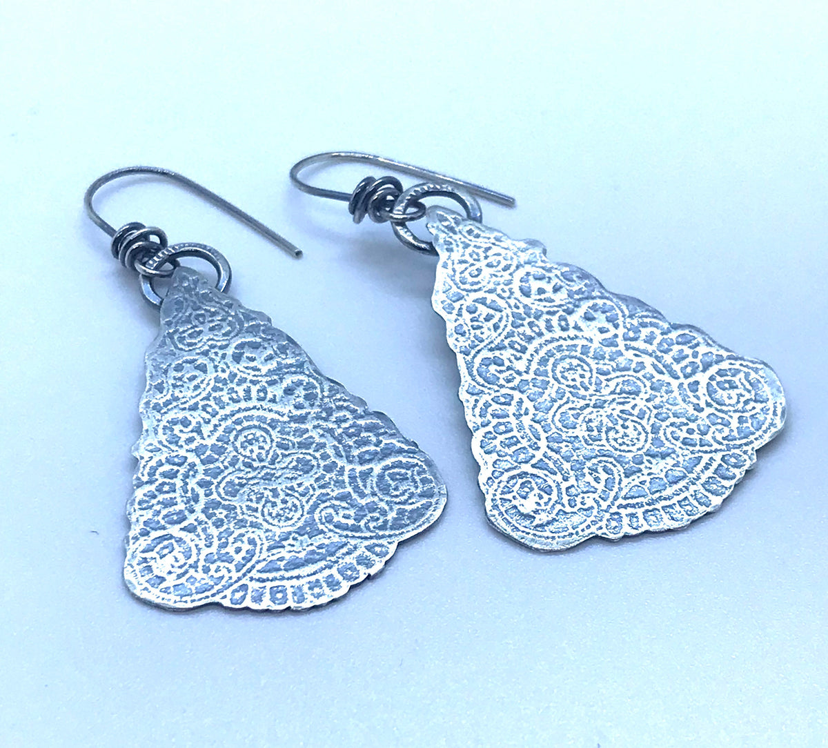 Scrolling Patterned Sterling Silver Earrings - Handmade - CB&CO
