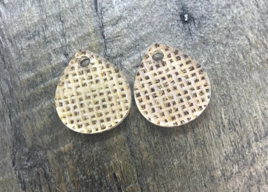 Small Burlap Printed Acrylic Earring Component Pair - Jewelry Making Blanks