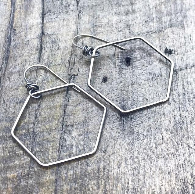 Sterling Silver Polygon Earrings - Large - CB&CO