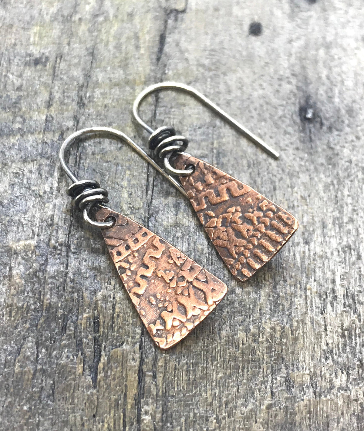 Sweet Little Textured Copper Earrings - Handmade - CB&CO