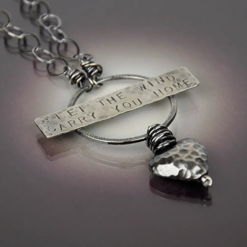 "LET THE WIND CARRY YOU HOME" Rotating Necklace - LG
