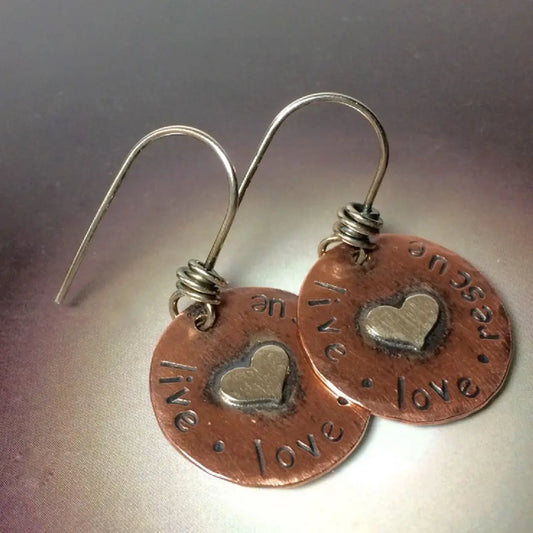 "LIVE LOVE RESCUE" Earrings - Animal Rescue - Handmade