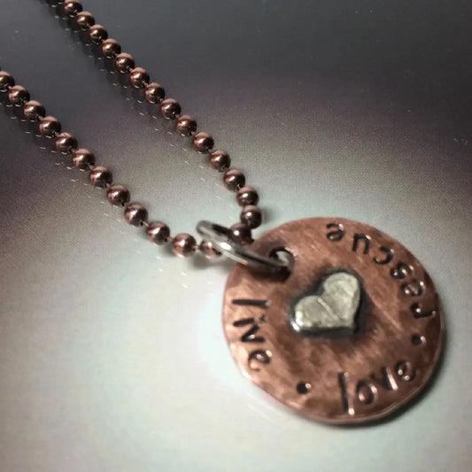 "LIVE LOVE RESCUE" Necklace - Animal Rescue - Mixed Metal