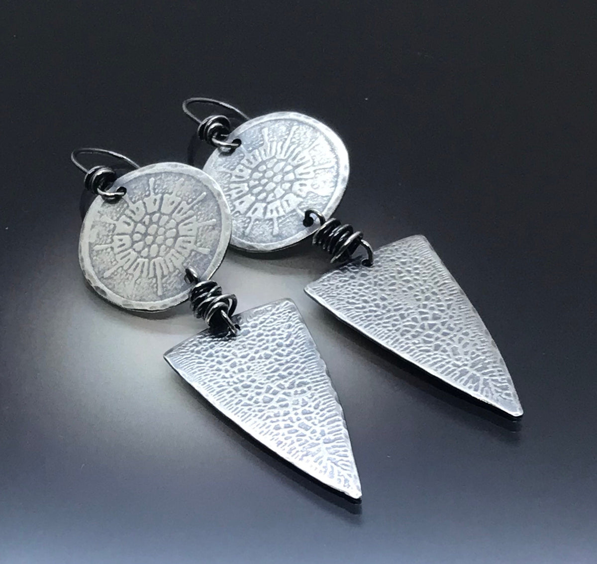Geometric Flower Sterling Silver Earrings - Handmade - CB&CO