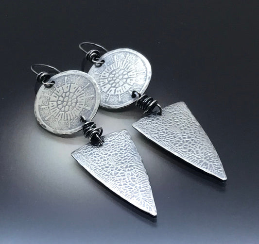 Geometric Flower Sterling Silver Earrings - Handmade - CB&CO