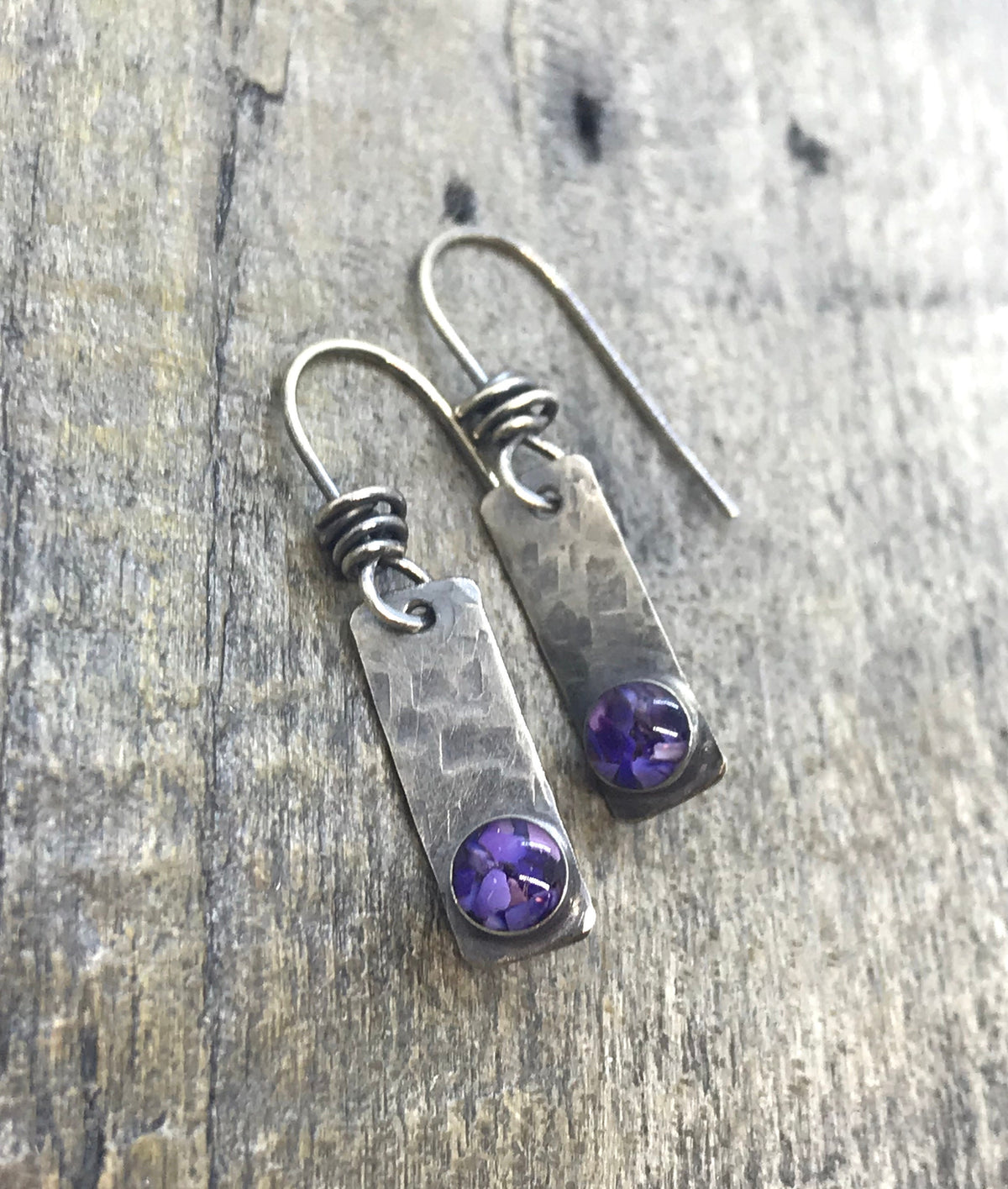 Sterling Silver and Glass Handmade Earrings - Purple Hues - CB&CO