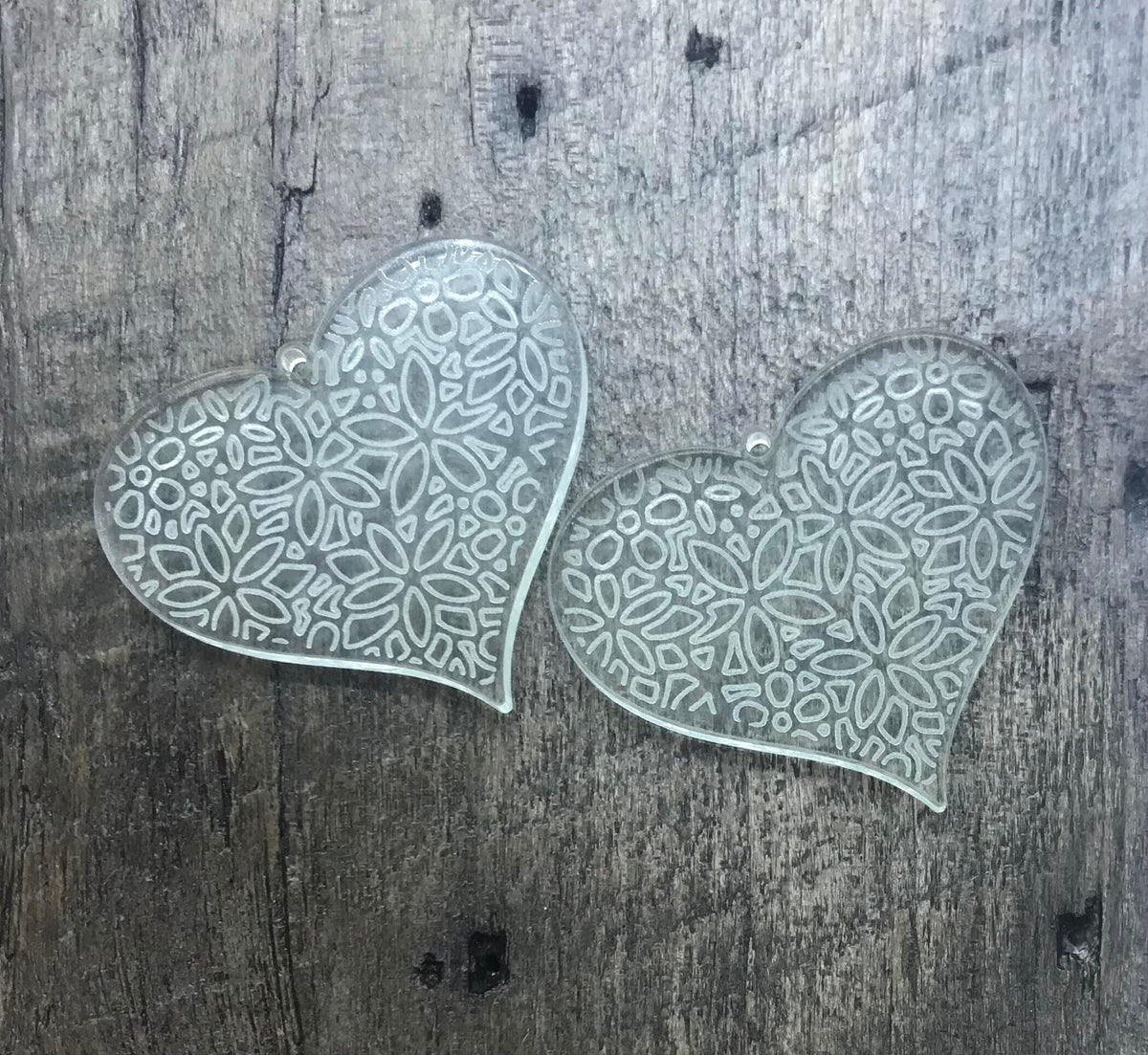 Engraved Heart Acrylic Earring Pair - Jewelry Components - Supplies - Blanks - CB&CO