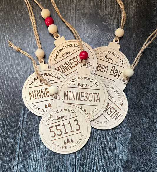 Engraved Christmas Ornament - Custom Location or Zip Code - CBandCO