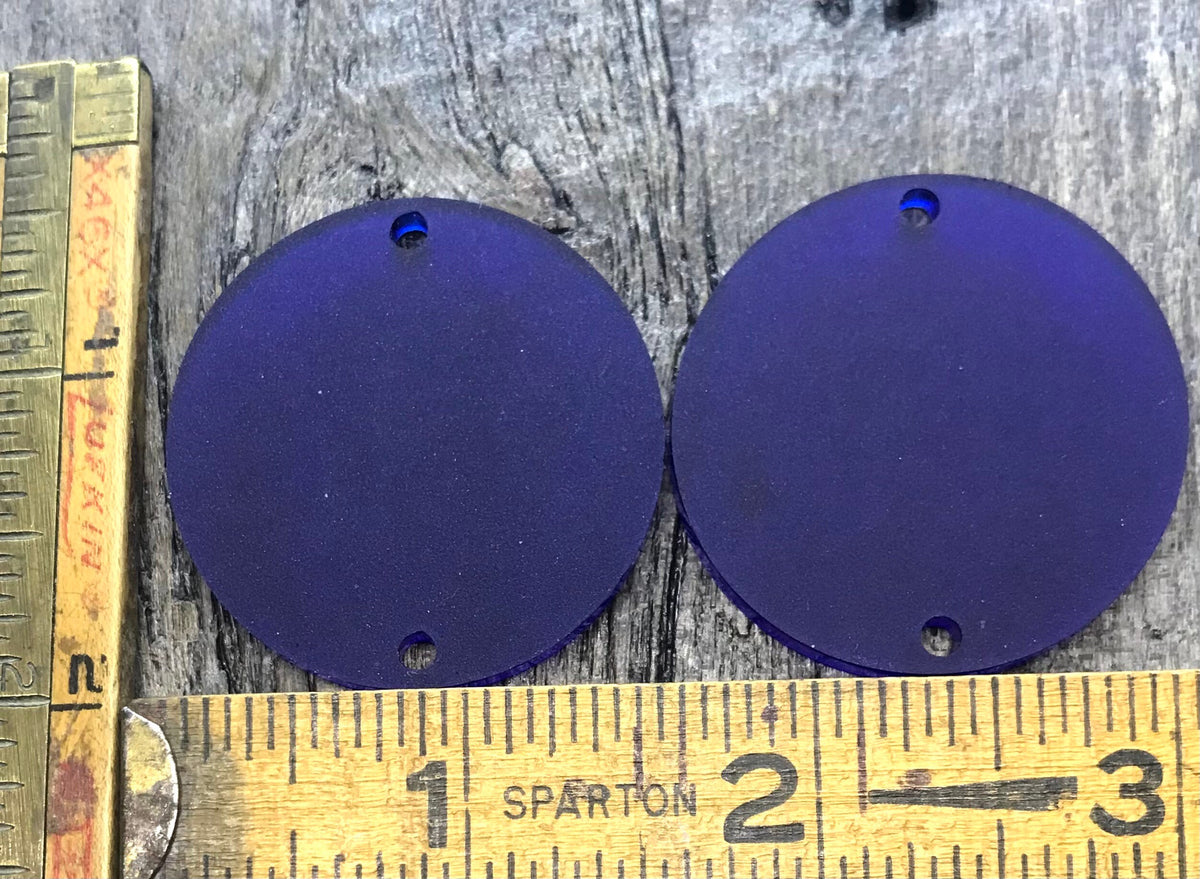 Frosted Midnight Blue Acrylic Pair - Jewelry Making Supplies or Blanks - Components